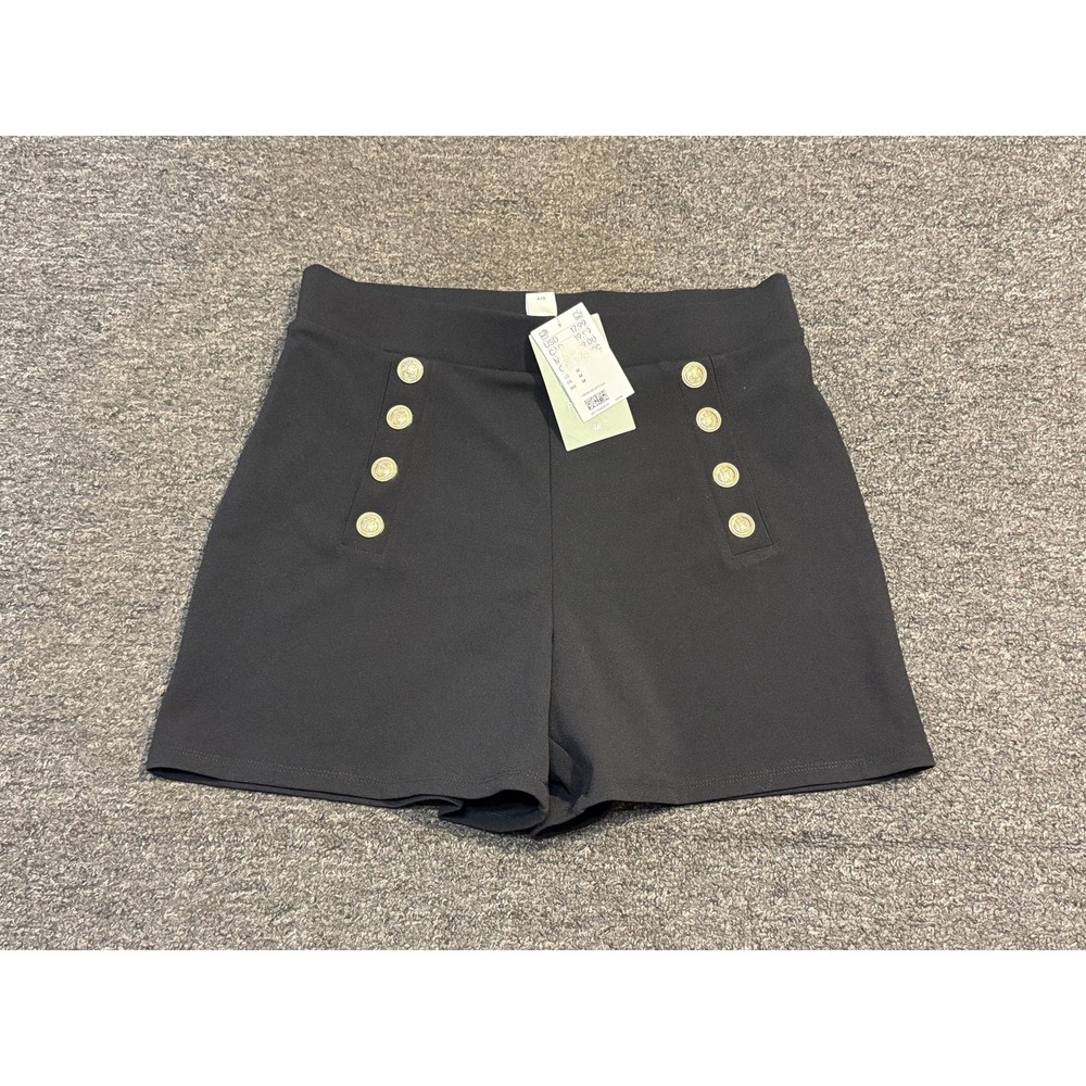 H&M Shorts Womens Medium Black High Rise Sailor Button Front New With Tags Chic